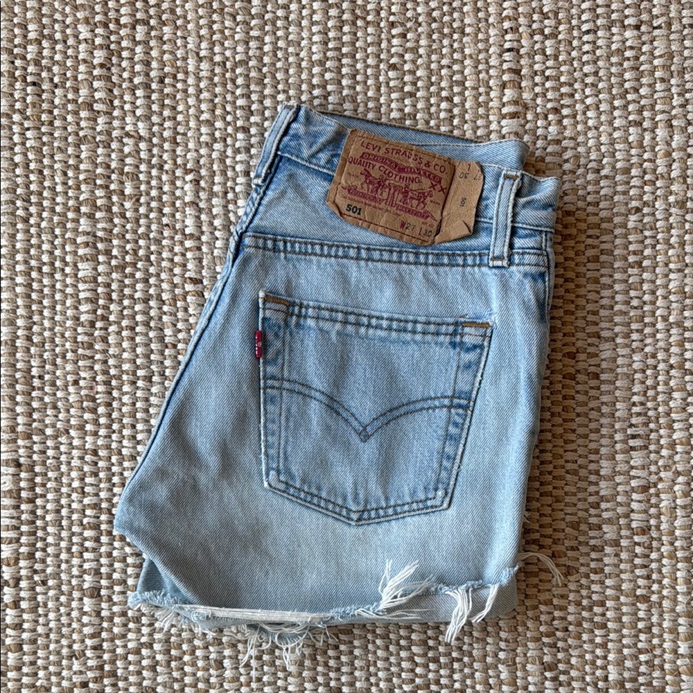 Levi's 501 Light Wash Denim Cutoff Shorts - Light Blue